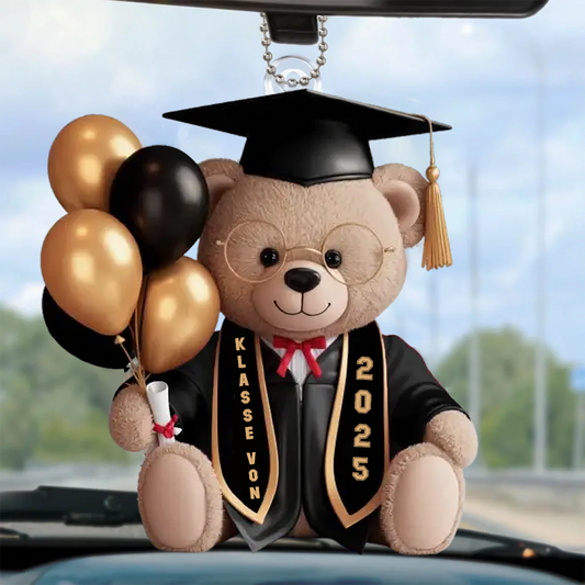 Bär mit Ballons-Personalisierter Autoanhänger zur Abschlussfeier