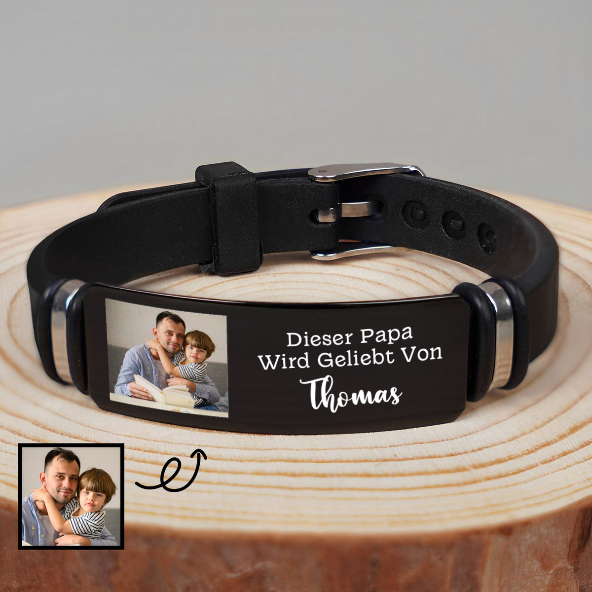 Für Papa-Silikon-Armband mit Foto