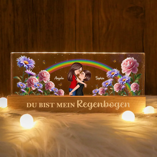 Regenbogen und Geburtsblumen-Personalisiertes LED Nachtlicht Geschenk für Paar LGBT