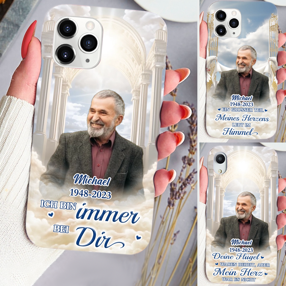 Immer bei dir- Silikonhandyhülle für iPhone und Samsung mit Foto Trauergeschenk