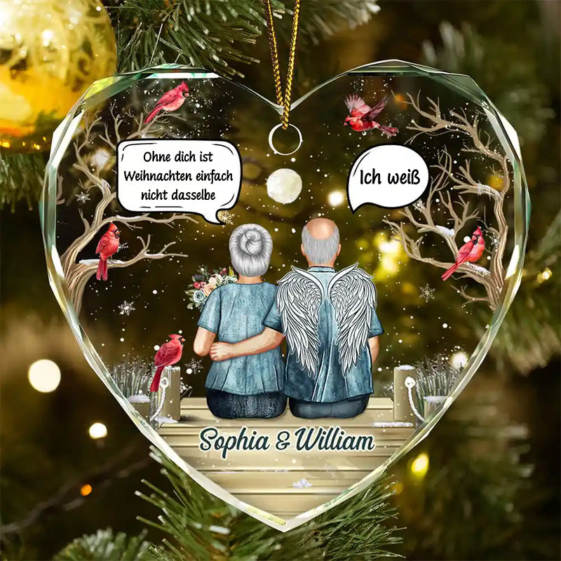 Glasornament in Herzform Christbaumanhänger zur Erinnerung Trauergeschenk