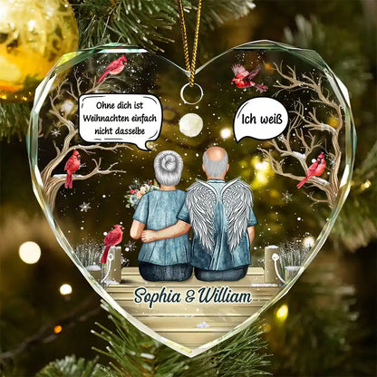 Glasornament in Herzform Christbaumanhänger zur Erinnerung Trauergeschenk