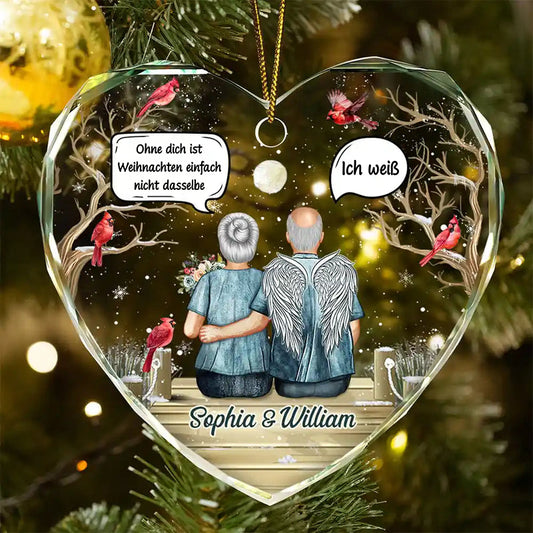 Glasornament in Herzform Christbaumanhänger zur Erinnerung Trauergeschenk