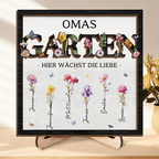 Omas Garten-Personalisierte Holzplakette mit Titel und Geburtsblumen Geschenk für Mama und Oma