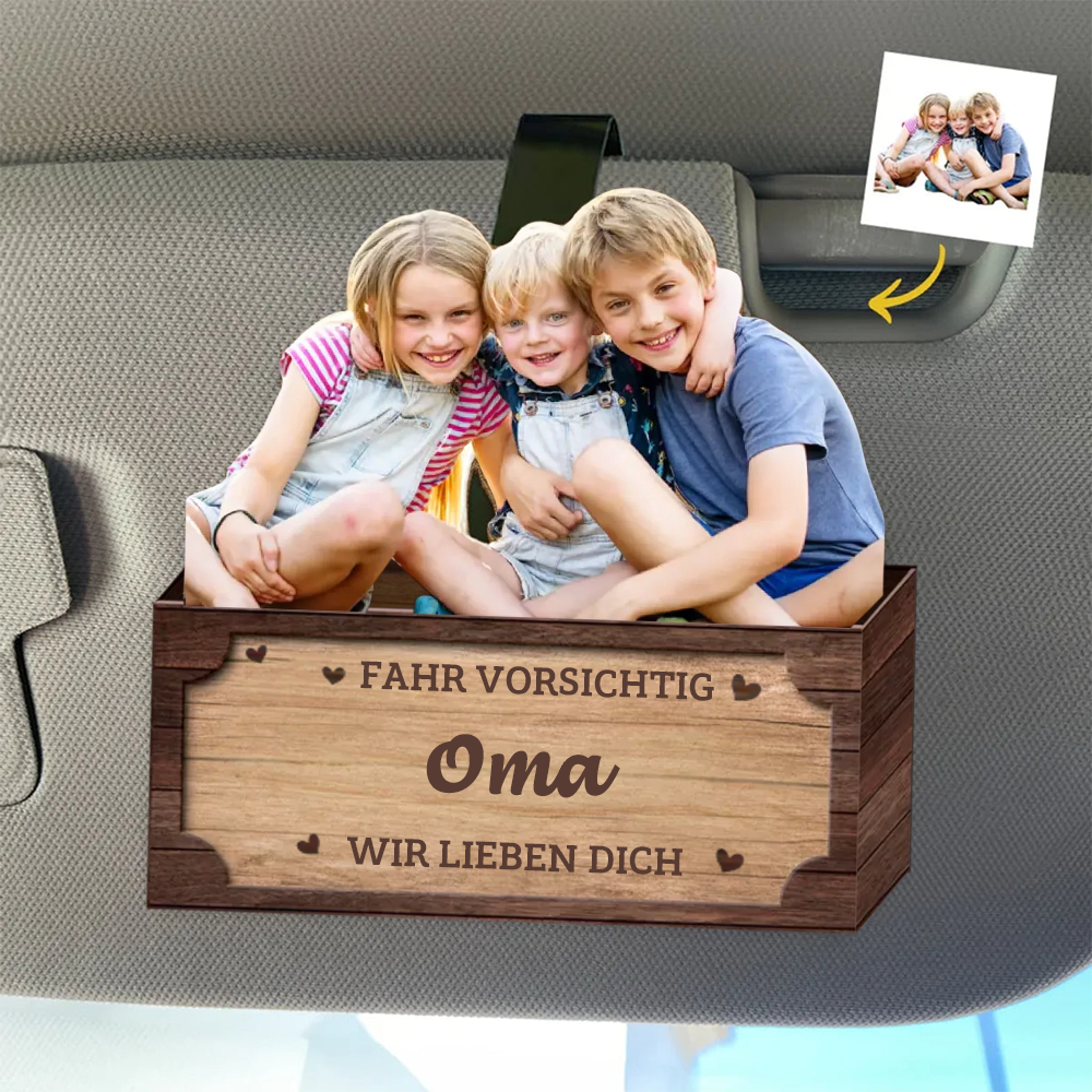 Fahr Vorsichtig Sonnenblendenclip mit Foto für Familie