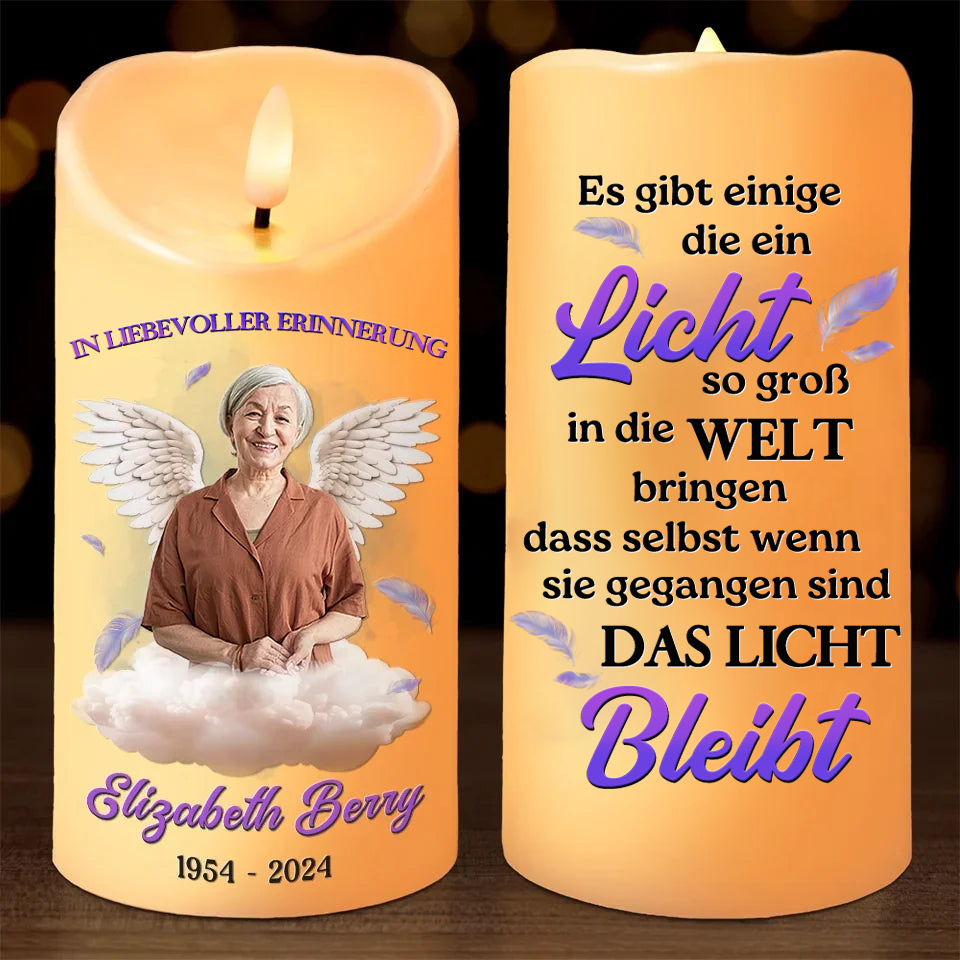 Personalisierte LED-Kerze Trauerkerze mit Foto - in liebevoller Erinnerung
