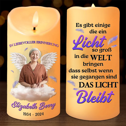 Personalisierte LED-Kerze Trauerkerze mit Foto - in liebevoller Erinnerung