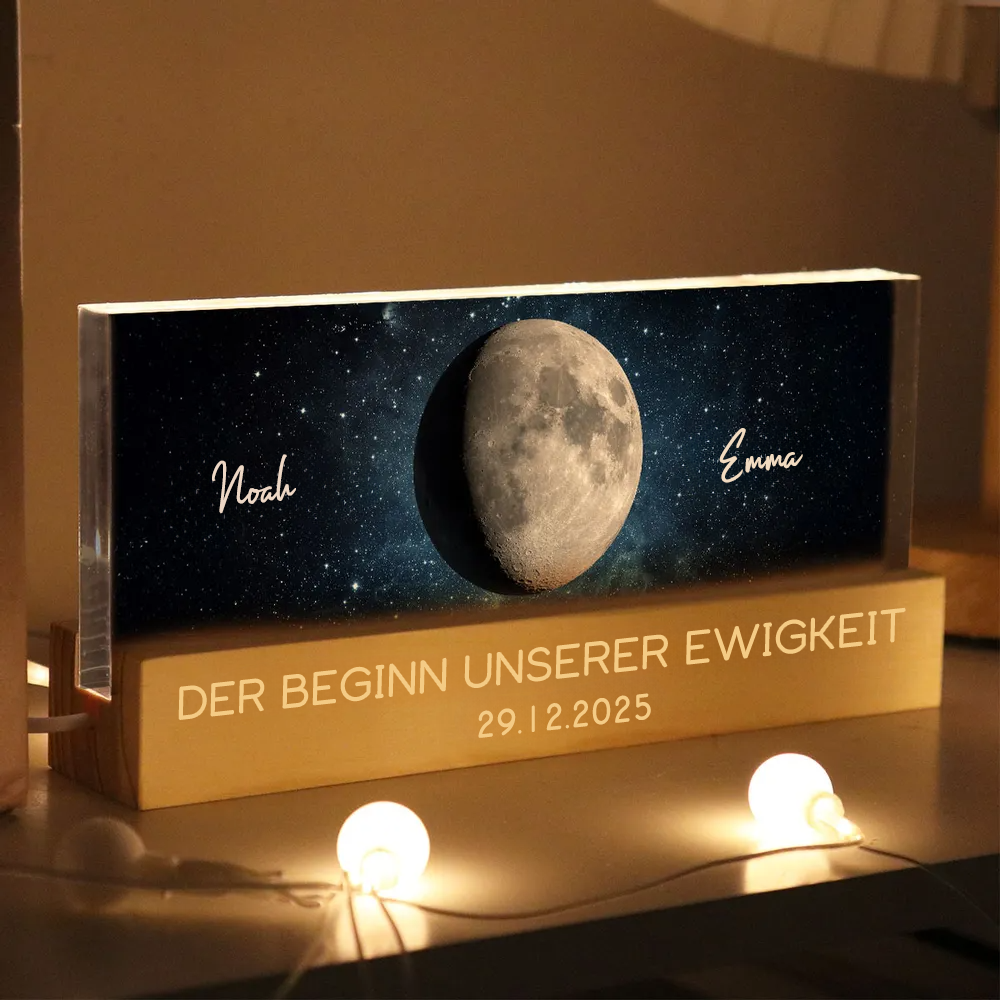 Personalisierte LED-Nachtlicht mit Mondphasen Geschenk für Paar