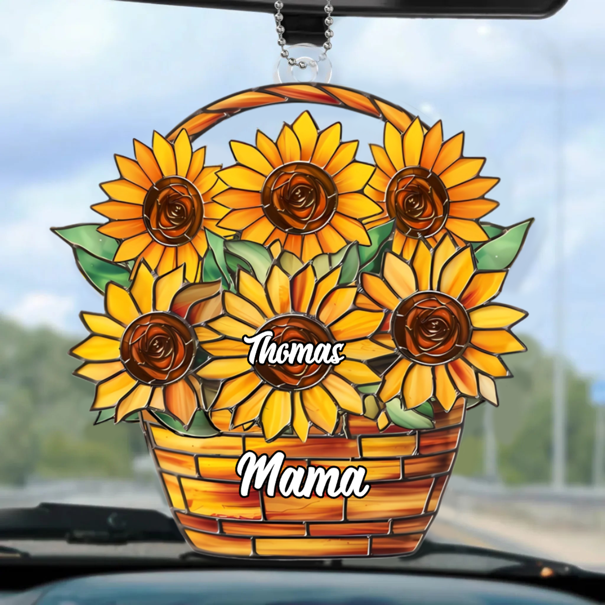 Sonnenblumen-Personalisierter Anhänger mit Namen