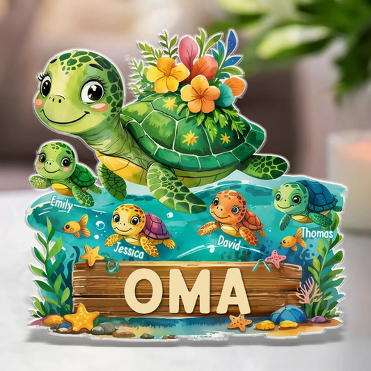Personalisierte Acryltafel mit Schildkröten Geschenk für Oma