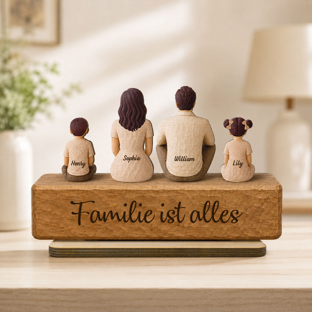 Personalisierter Holzaufsteller – Familienmotiv mit Namen & Text