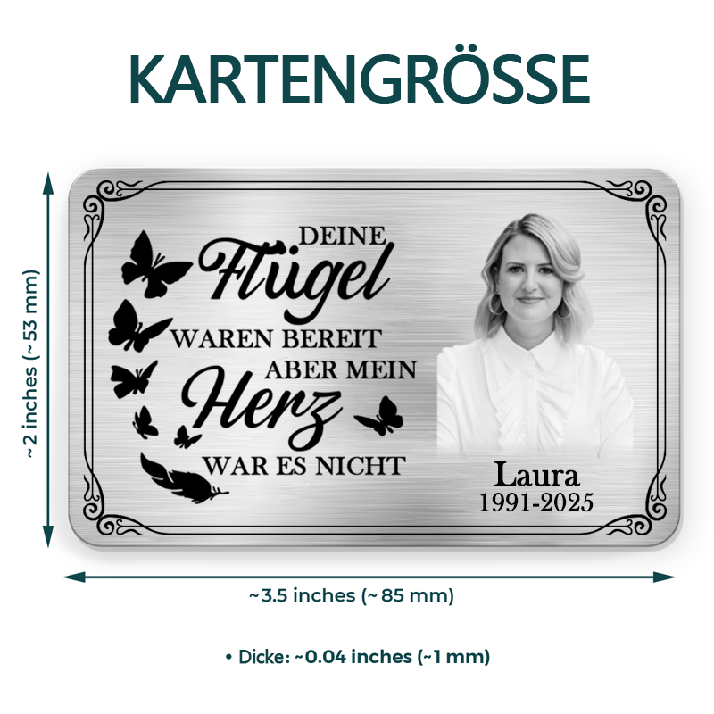 Brieftasche-Karte mit Foto Personalisiertes Trauergeschenk