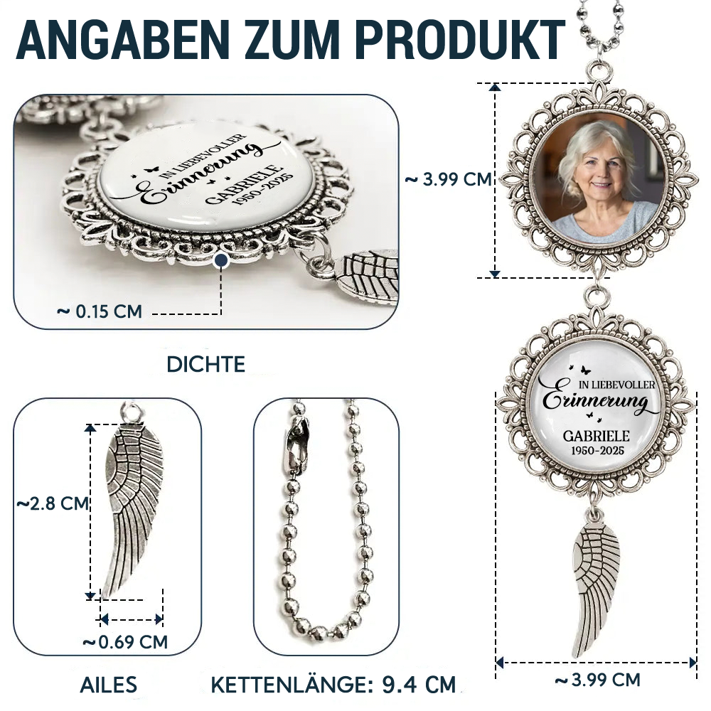In liebevoller Erinnerung... Metal-Anhänger mit Foto Trauergeschenk