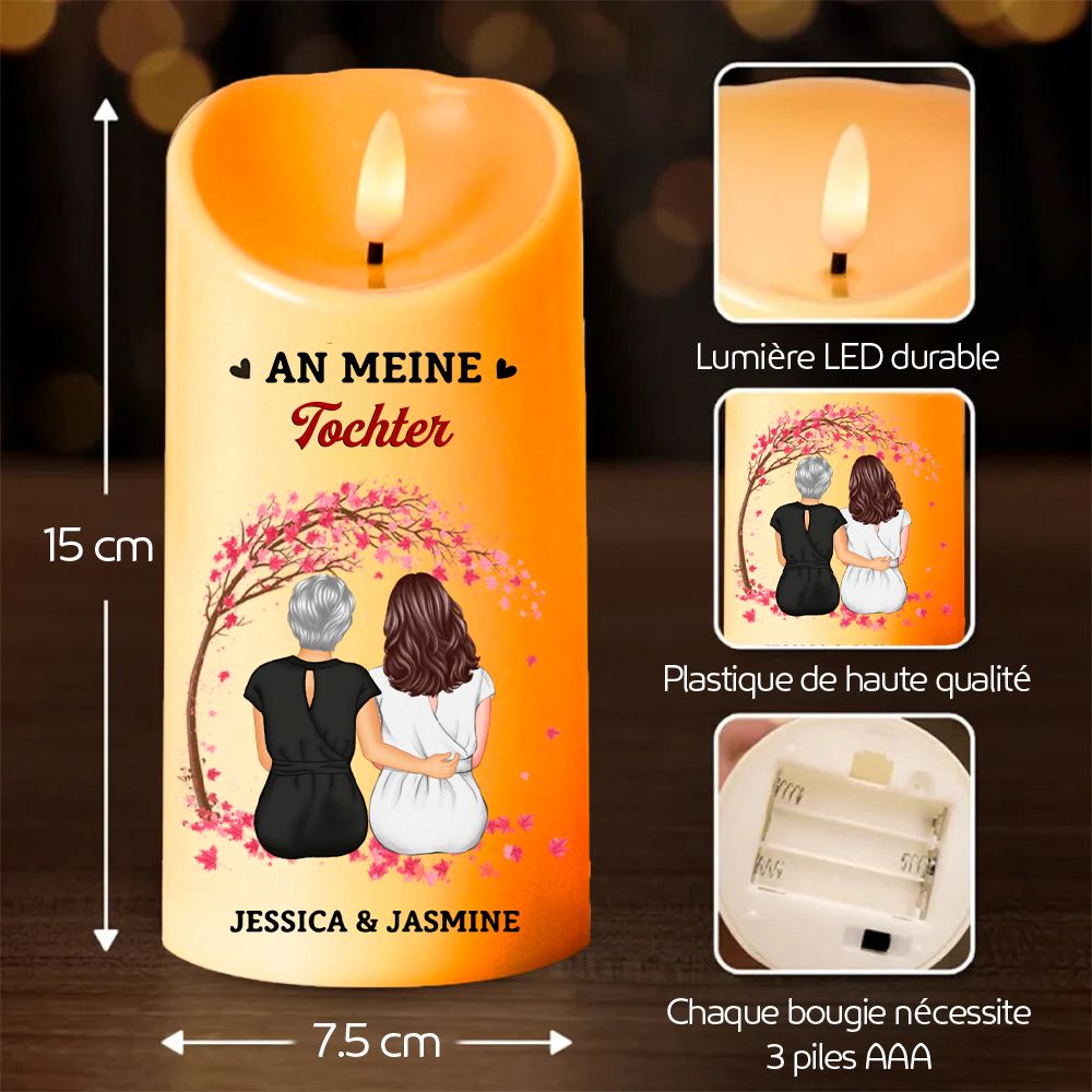 An meine Tochter/Enkelin Personalisierte LED-Kerze mit Figuren und Spruch
