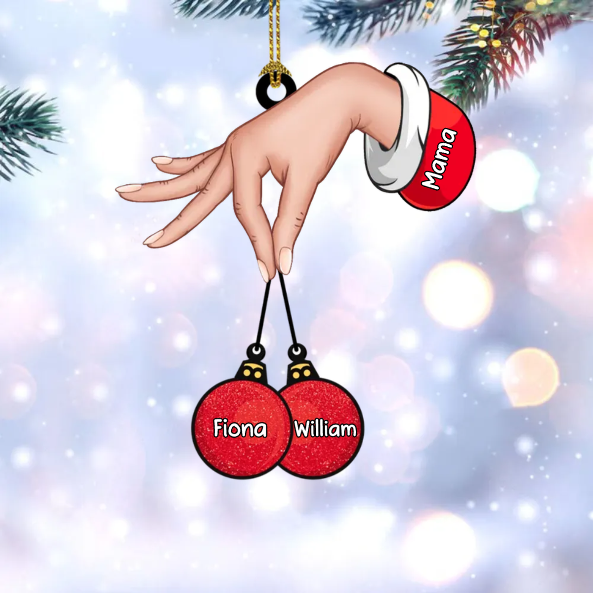 Kreativer Weihnachtsschmuck  Hand mit Glühbirne 1-10 Namen
