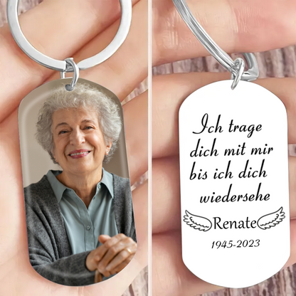 Acryl Foto Schlüsselanhänger mit Wunschname und Datum Trauergeschenke