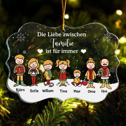 Christbaumschmuck mit Sprüche und 1-7 Personen und Namen graviert