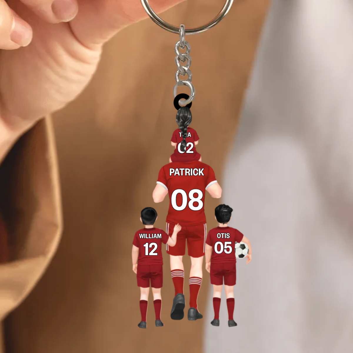 Papas Fußballmannschaft Acryl-Schlüsselanhänger Vater und Kinder