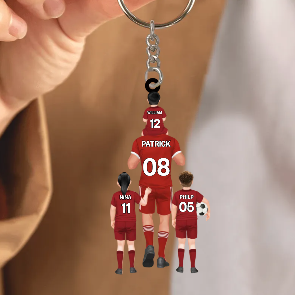 Papas Fußballmannschaft Acryl-Schlüsselanhänger Vater und Kinder