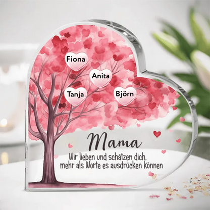 Standherz mit Familienbaum 1-8 Namen Geschenke für Mama und Oma