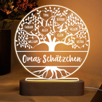 LED Nachtlicht mit Familienbaum, Wunschtext und 1-10 Namen personalisiert