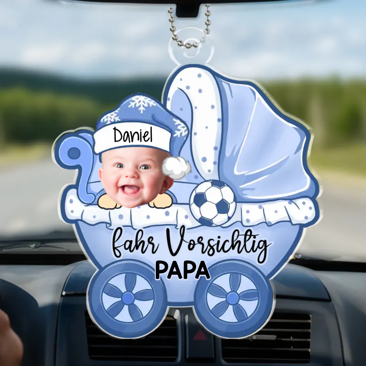 Benutzerdefinierte Foto Papa Mama ich mit Dir reisen - Familie personalisierte benutzerdefinierte Auto Ornament - Acryl benutzerdefinierte geformt - Geschenk für Familienmitglieder