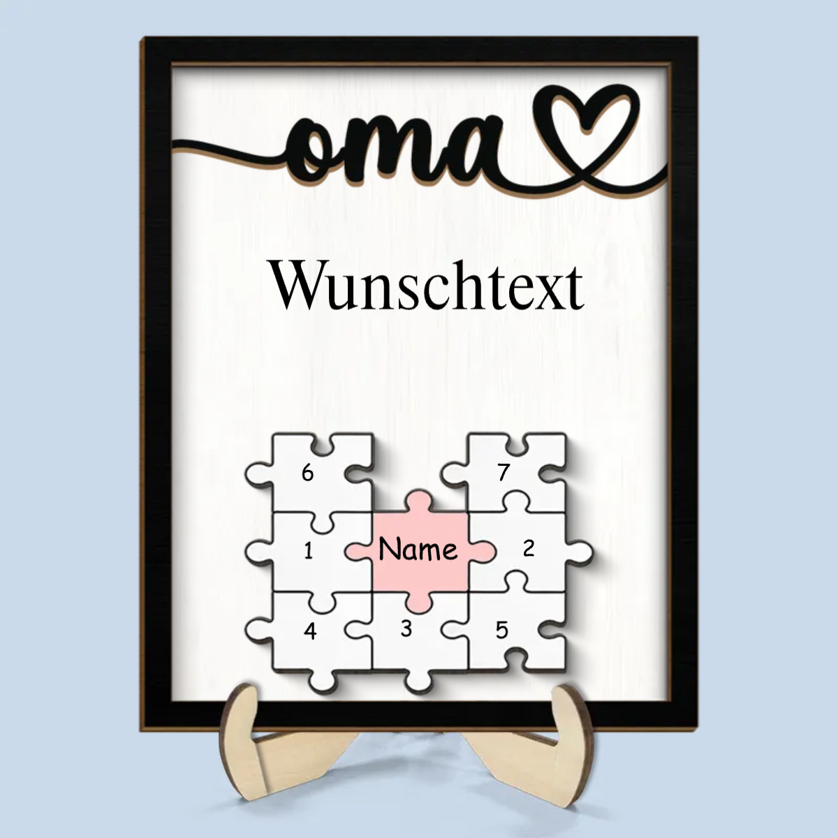 Holzplakette mit Puzzle für Mama und Oma