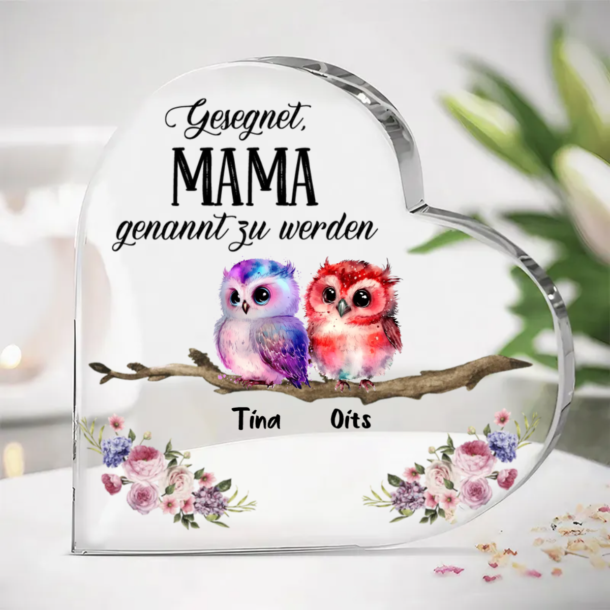 Standherz mit 1-10 Eulen für Mama und Oma