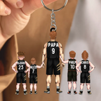 Personalisierte Schlüsselanhänger Papa & Kinder -  Amerikanischer Fußball- Baseball - Basketball - Eishockey