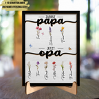 Personalisierte Holzplalkette mit Geburtsblumen Zuerst Papa Jetzt Opa