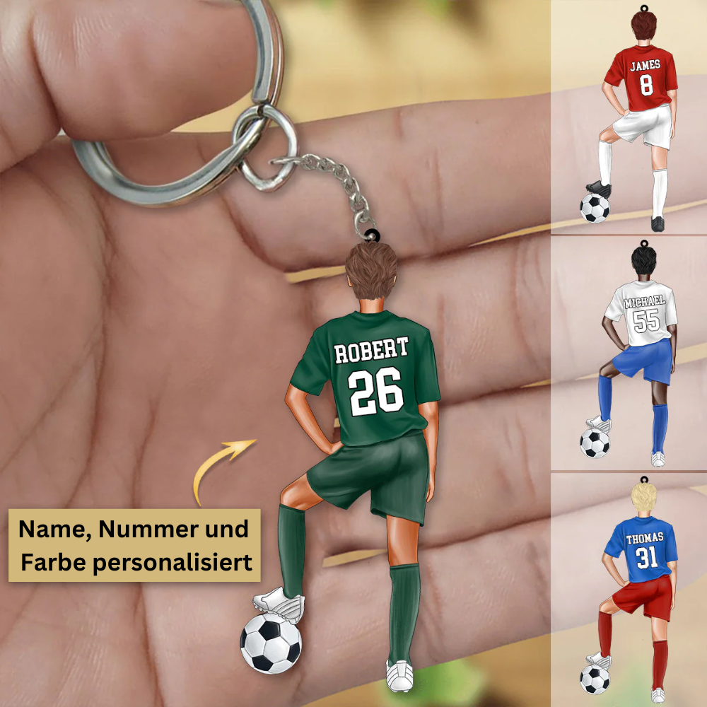 Personalisierte Fußball-Acryl-Schlüsselanhänger für Fußballspieler, Fußball-Liebhaber