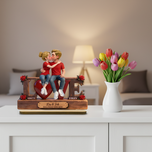 LOVE-Personalisierter Holzaufsteller mit Paar und Text Geschenke zum Jahrestag und Valentinstag