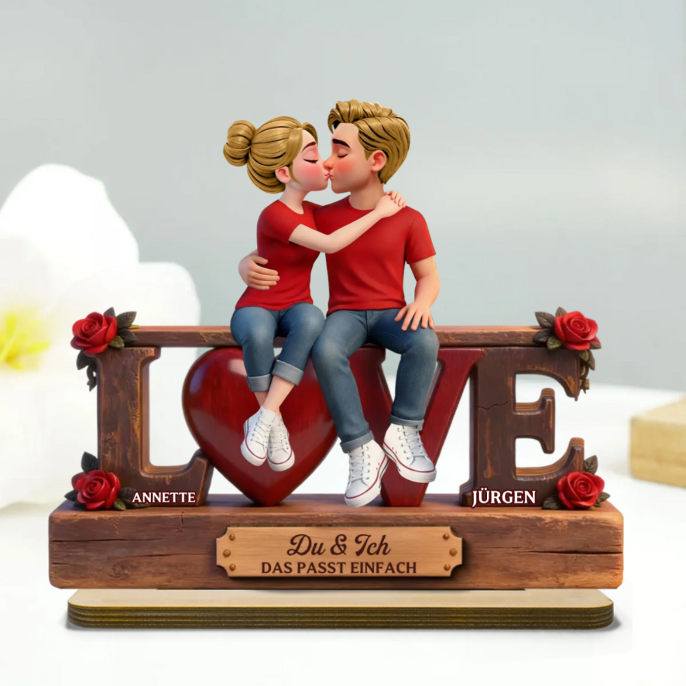 LOVE-Personalisierter Holzaufsteller mit Paar und Text Geschenke zum Jahrestag und Valentinstag