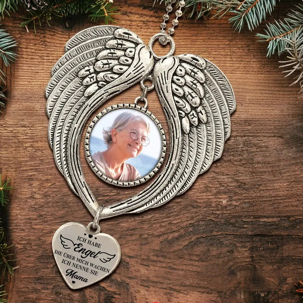 Personalisierter Engelsflügel-Anhänger mit Foto – Gedenkgeschenk „Ich habe einen Engel …“