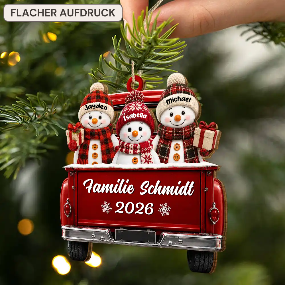 Personalisierter Holz-Weihnachtsanhänger – Schneemann-Motiv mit Namen & Text