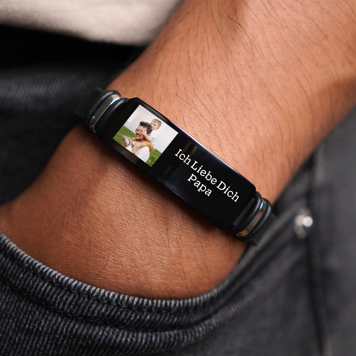 Für Papa-Silikon-Armband mit Foto