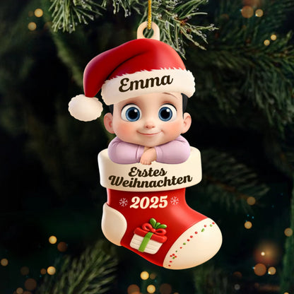 Erstes Weihnachten 2025 - Acrylanhänger Weihnachtsanhänger mit Baby