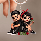 Pärchen mit Rosen-Personalisierter Acryl-Schlüsselanhänger Geschenk für Paar