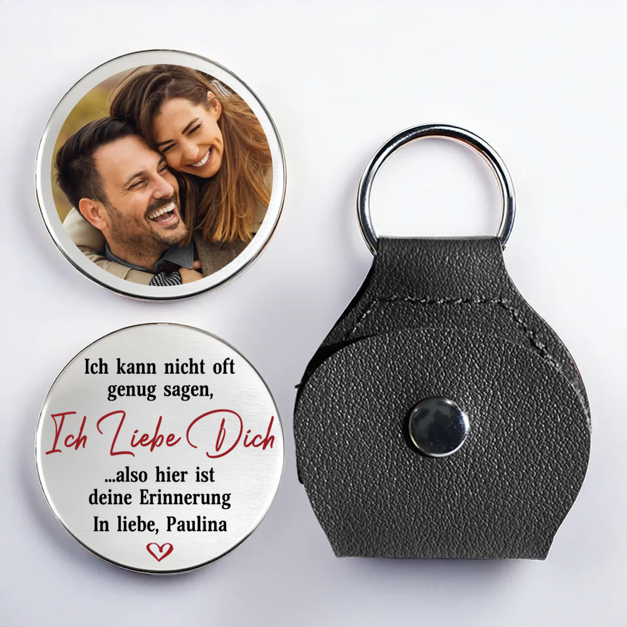 Ich Liebe Dich-Taschenumarmung mit Foto für Liebespaar