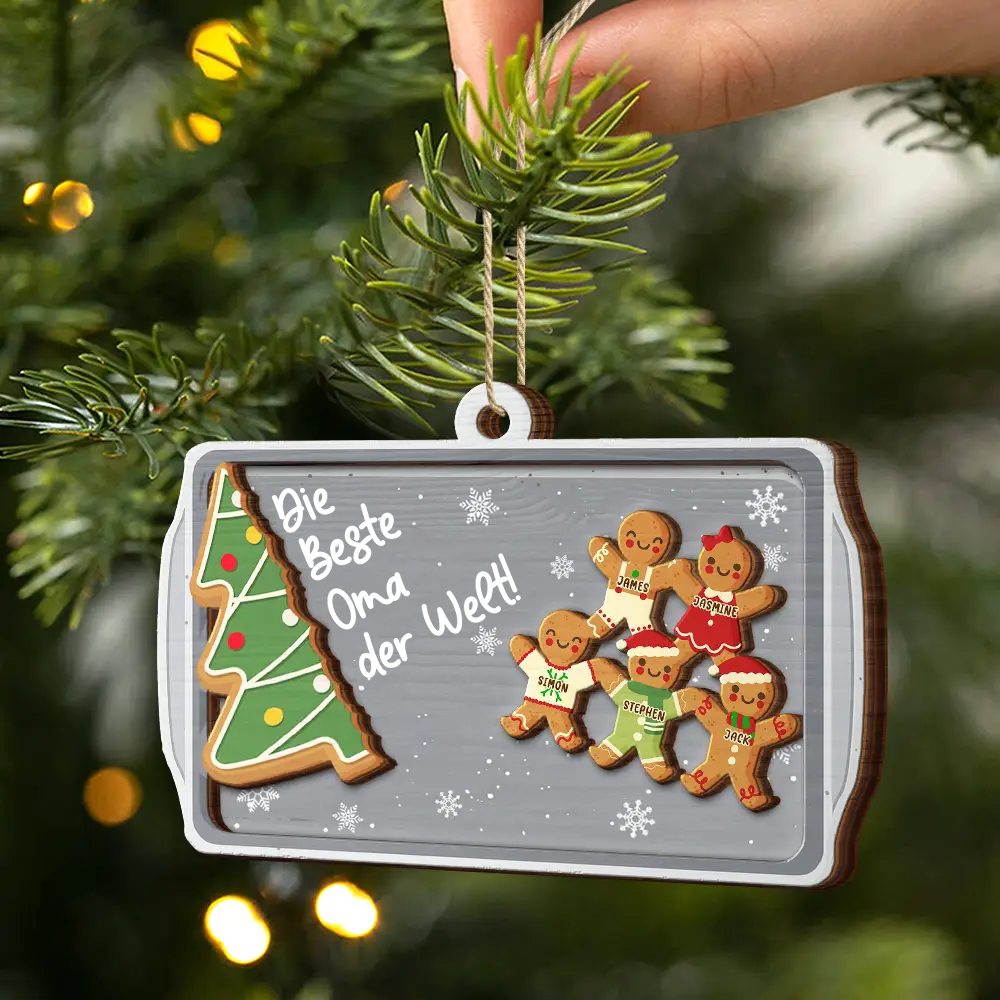 Personalisierter Holz-Weihnachtsanhänger für Oma – Lebkuchenmann-Motiv