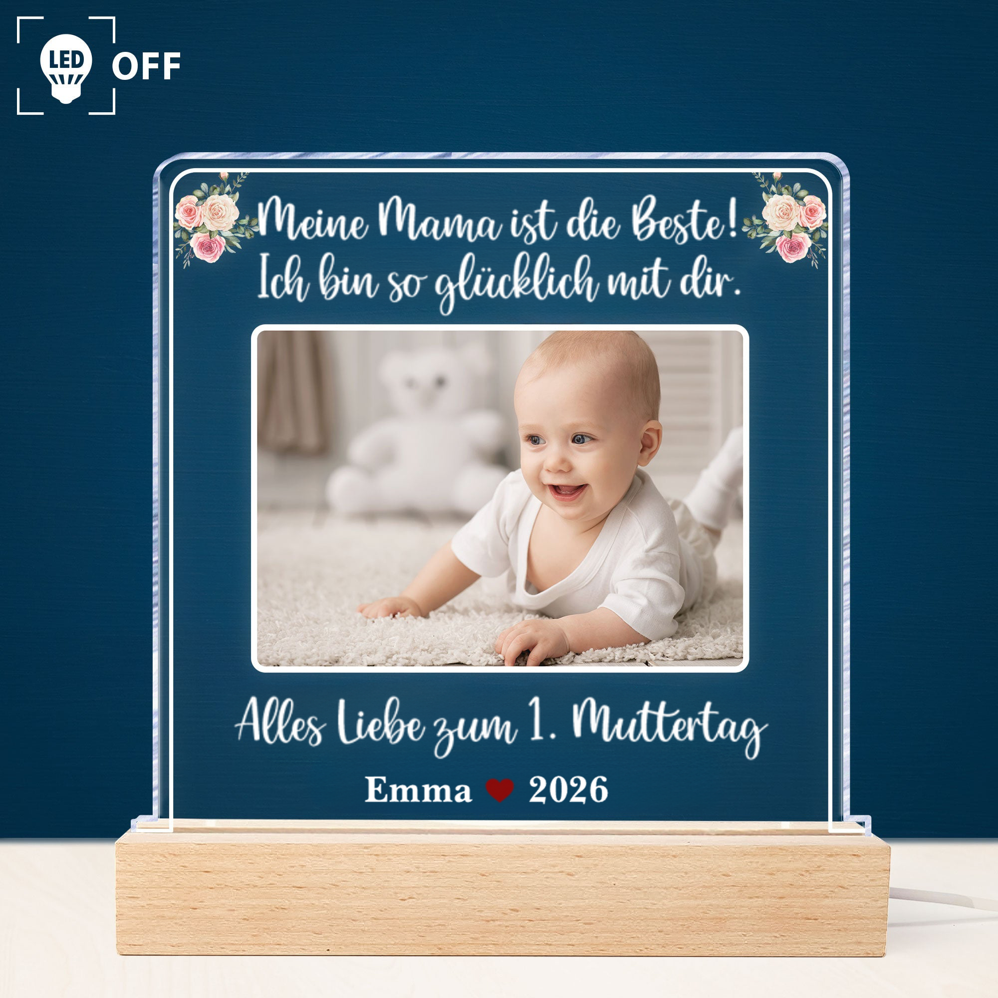 Erster Muttertag/ Vatertag-LED Nachtlicht mit Foto und Text