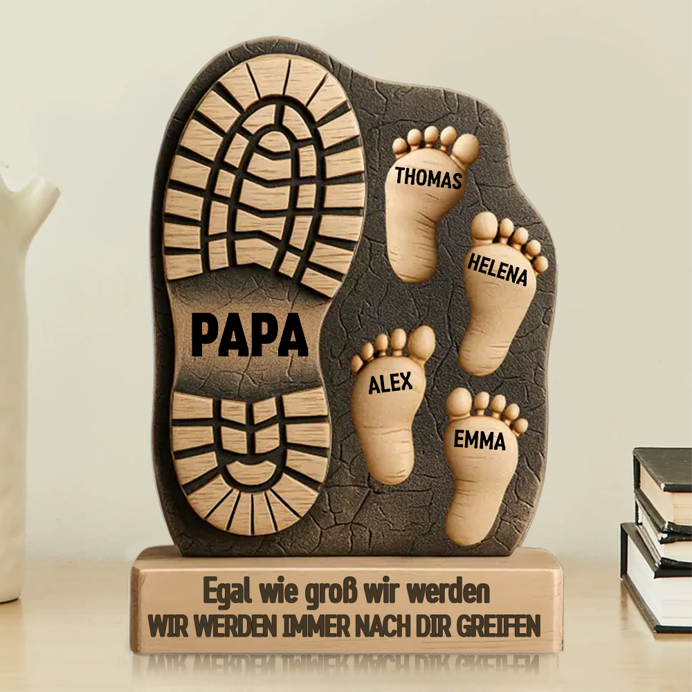 Ich Folge Deinen Fußstapfen – Personalisierte Familien-Acryltafel In Wunschform Geschenk Für Papa, Opa