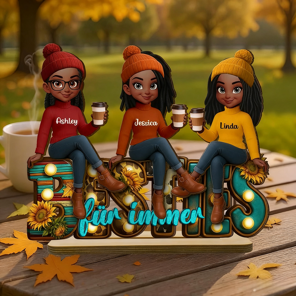 Besties für immer-Personalisierte Holztafel mit 2-6 Frauen Geschenk für Freundinnen