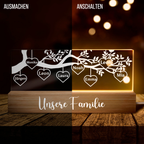 Familienbaum - Personalisierte LED-Nachtlicht mit 1-8 Namen Geschenk für Familie