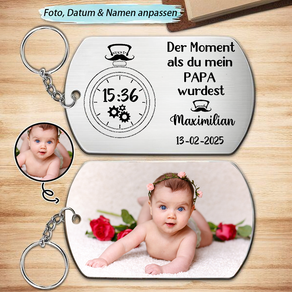Edelstahl Schlüsselanhänger mit Foto Vatertaggeschenk