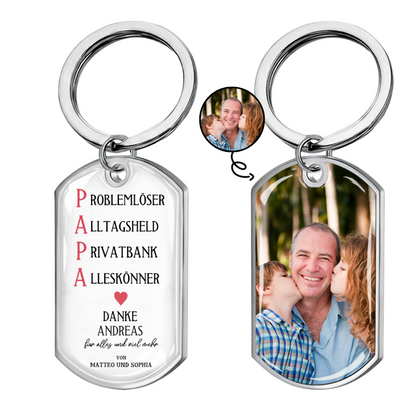 PAPA Foto-Edelstahl-Schlüsselanhänger mit Expoxidharz