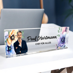 Personalisierter Acrylblock mit Foto, Namensschild für den Schreibtisch Büro-Geschenk für Kolleginnen & Kollegen