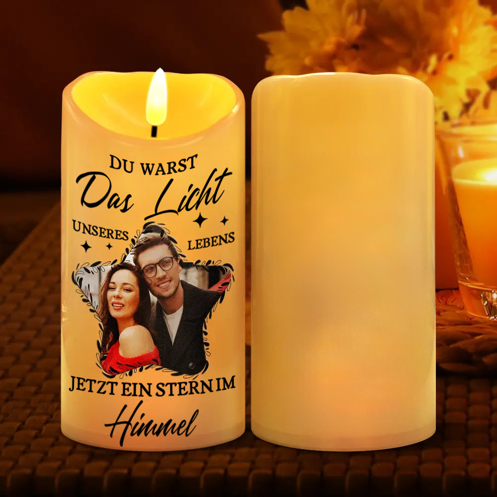 Stern LED-Kerze mit Foto Trauerkerze