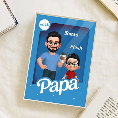 Personalisierter Acrylbock mit Papa und Kinder Geschenk für Vater und Opa