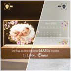 "Der Tag..." Personalisiertes LED-Nactlicht mit Foto und Kalendar Geschenk für Mama, Papa, Oma und Opa